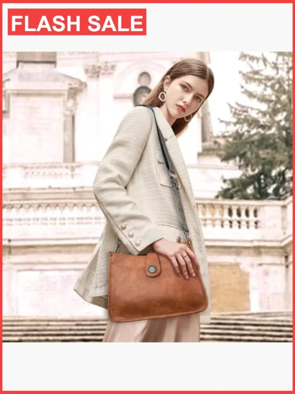 Vegan Leather Hobo Crossbody Bag with 2 Straps